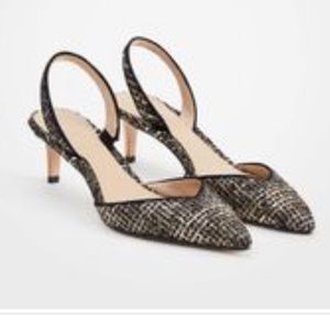 New Tweed Slingback Pumps 6.5